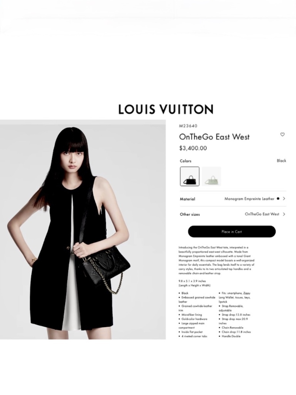 SAVE $860! Louis Vuitton OnTheGo East West Black Empreinte Monogram Shoulder Bag